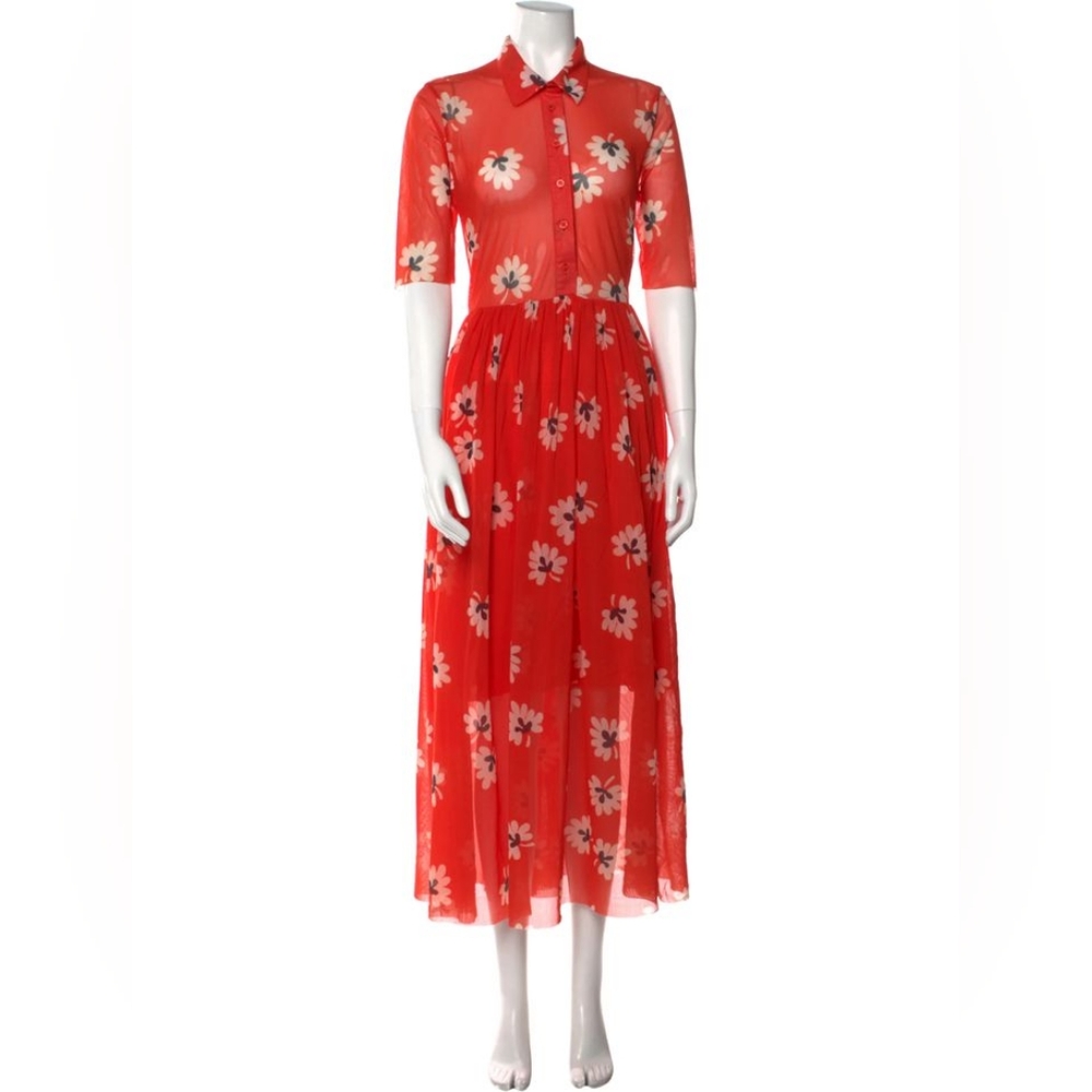 ✨ Rare Find: Ganni Tilden Mesh Maxi Dress in Exquisite Leaf Print - Size 10 ✨